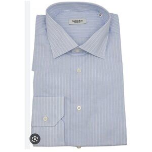 Taccaliti Mens Dress Shirt Size 18.5 Striped Blue NEW